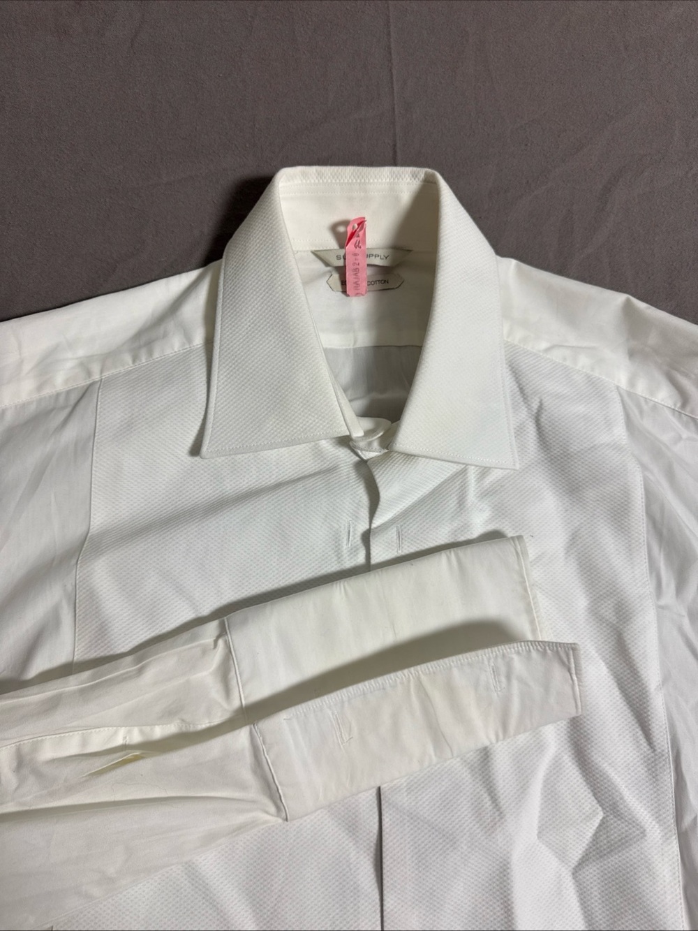 Suitsupply Tuxedo Shirt 42-7 16.5L Bib Egyptian Cotton Textured French Cuff